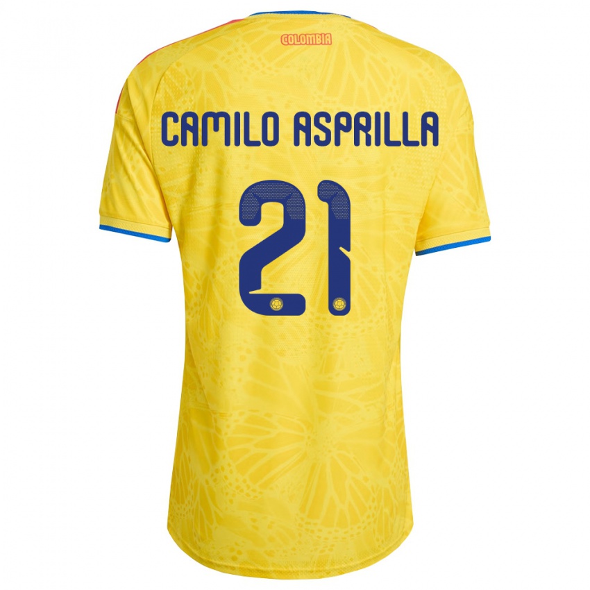 ילדים קולומביה Juan Camilo Asprilla #21 צהוב כחול אדום ג'רזי ביתית 26-28 חולצה קצרה