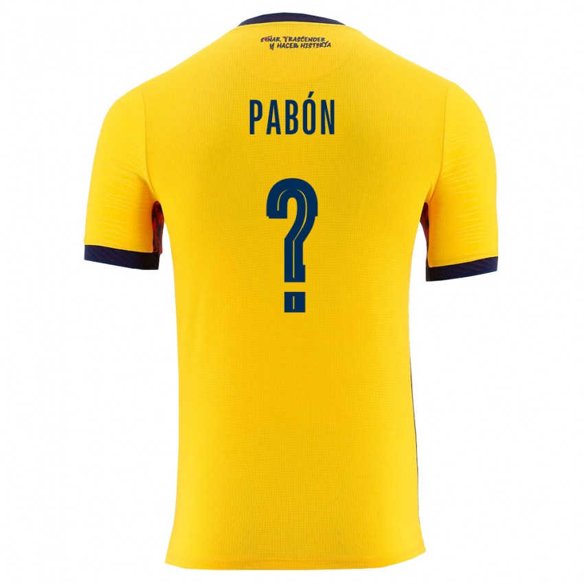 ילדים אקוודור Derick Pabón #0 צהוב כהה ג'רזי ביתית 26-28 חולצה קצרה