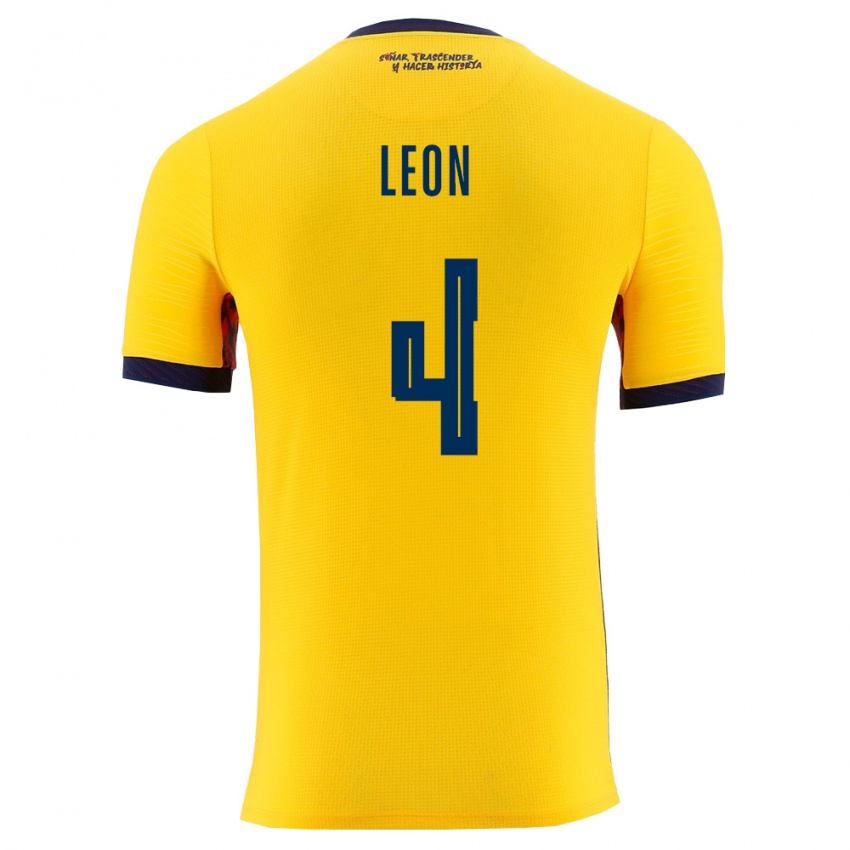 ילדים אקוודור פרננדו לאון #4 צהוב כהה ג'רזי ביתית 26-28 חולצה קצרה