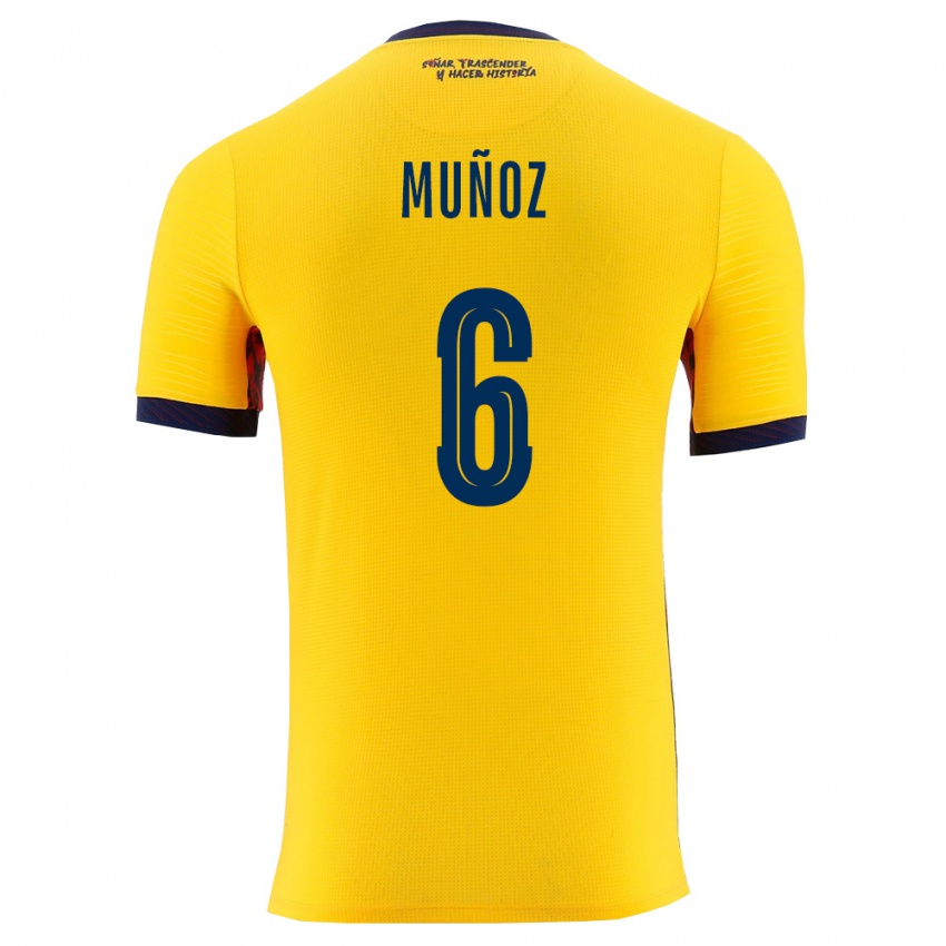 ילדים אקוודור Xavi Muñoz #6 צהוב כהה ג'רזי ביתית 26-28 חולצה קצרה