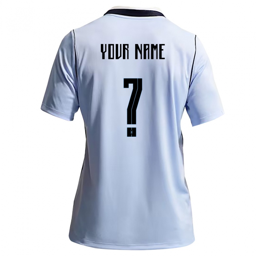 ילדים אורוגוואי השם שלך #0 כחול שמיים לבן ג'רזי ביתית 26-28 חולצה קצרה