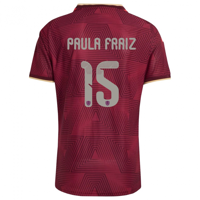 ילדים ונצואלה Ana Paula Fraiz #15 בורדו זהב צהוב ג'רזי ביתית 26-28 חולצה קצרה