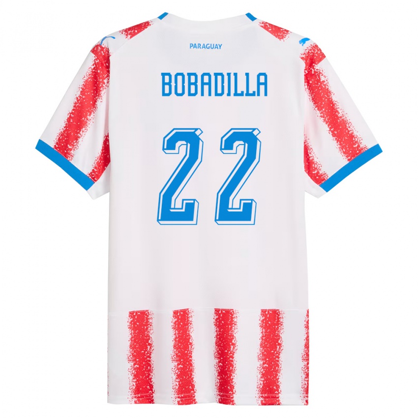 ילדים פרגוואי Dylan Bobadilla #22 לבן אדום כחול ג'רזי ביתית 26-28 חולצה קצרה