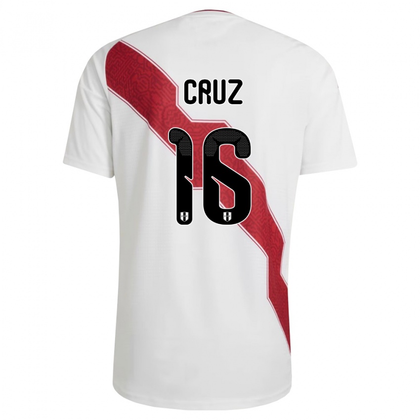 ילדים פרו Esteban Cruz #16 לבן אדום שחור ג'רזי ביתית 26-28 חולצה קצרה