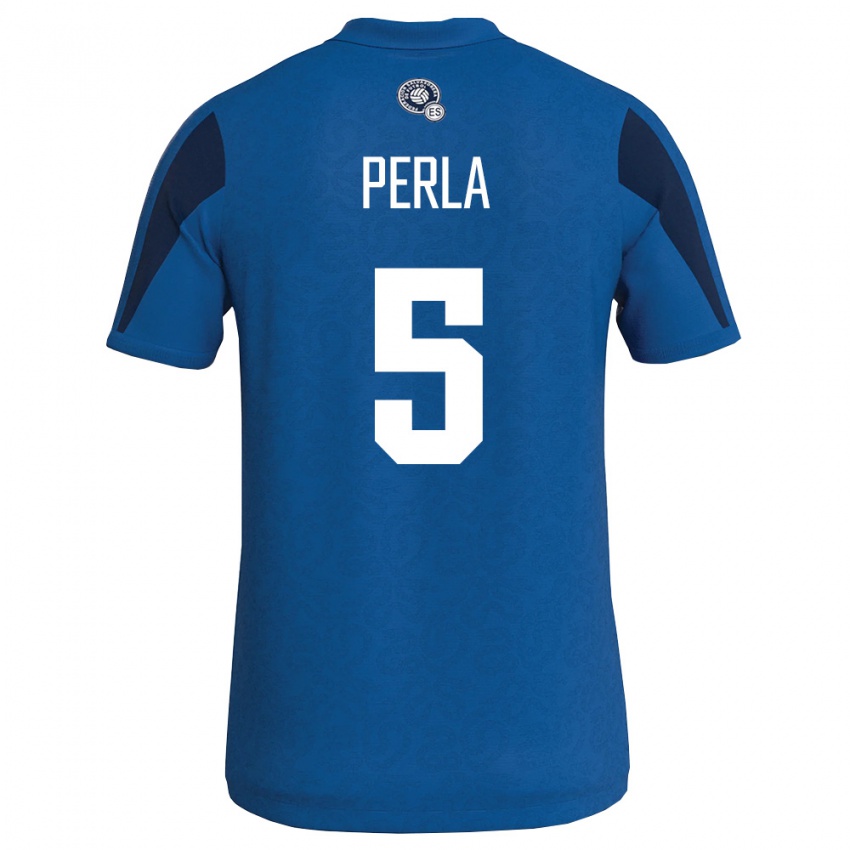 ילדים אל סלוודור Jefferson Perla #5 כחול כהה ג'רזי ביתית 26-28 חולצה קצרה