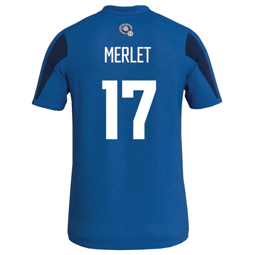 ילדים אל סלוודור Santiago Merlet #17 כחול כהה ג'רזי ביתית 26-28 חולצה קצרה
