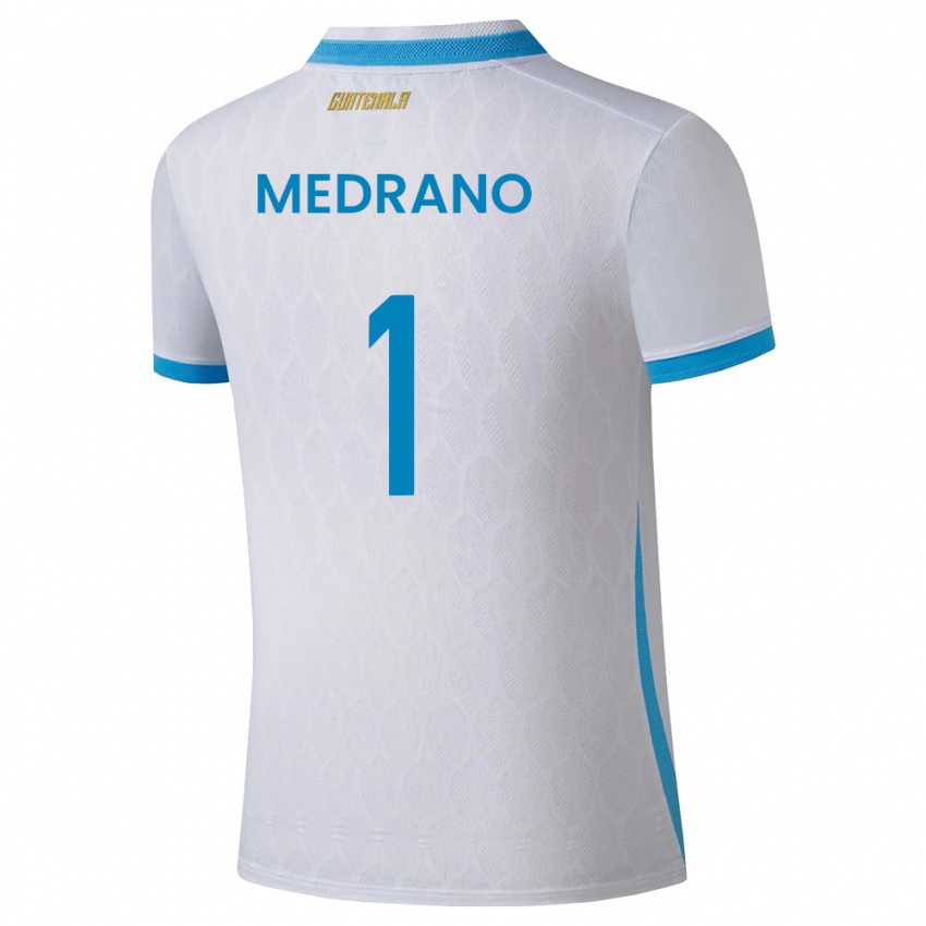 ילדים גואטמלה Alvaro Medrano #1 לבן כחול שמיים זהב ג'רזי ביתית 26-28 חולצה קצרה