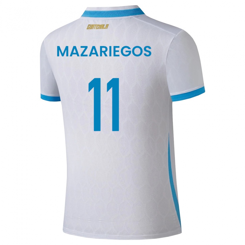 ילדים גואטמלה Jacob Mazariegos #11 לבן כחול שמיים זהב ג'רזי ביתית 26-28 חולצה קצרה