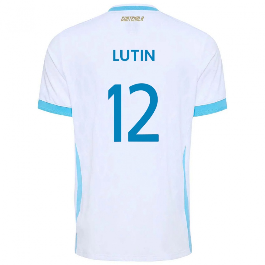ילדים גואטמלה John L Ut ב #12 לבן כחול שמיים זהב ג'רזי ביתית 26-28 חולצה קצרה