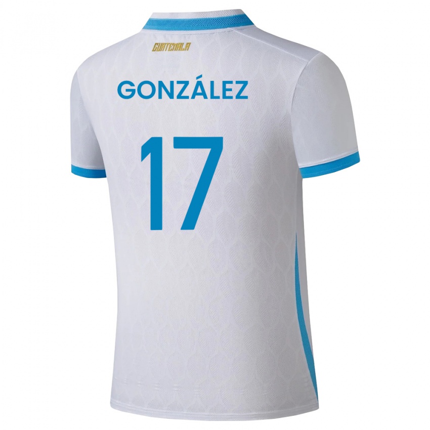 ילדים גואטמלה Jeffrey González #17 לבן כחול שמיים זהב ג'רזי ביתית 26-28 חולצה קצרה