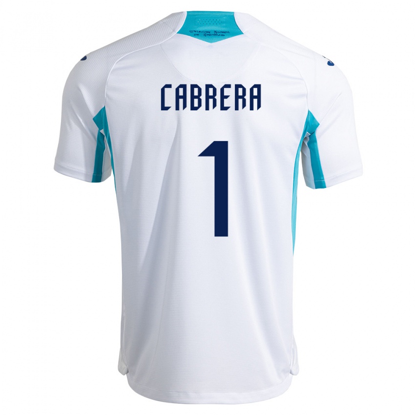 ילדים הונדורס Jhozua Cabrera #1 לבן כחול כחול שמיים ג'רזי ביתית 26-28 חולצה קצרה