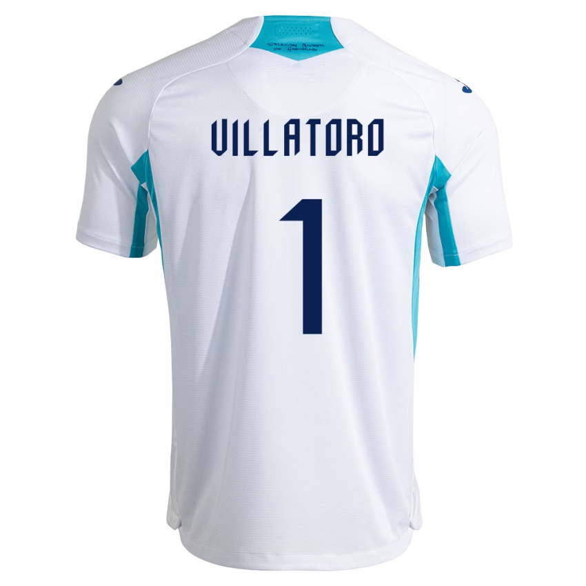 ילדים הונדורס Raúl Villatoro #1 לבן כחול כחול שמיים ג'רזי ביתית 26-28 חולצה קצרה