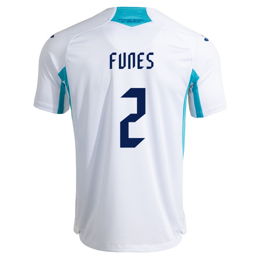 ילדים הונדורס Kevin Funes #2 לבן כחול כחול שמיים ג'רזי ביתית 26-28 חולצה קצרה