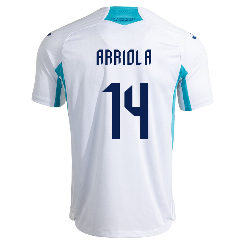 ילדים הונדורס Yeison Arriola #14 לבן כחול כחול שמיים ג'רזי ביתית 26-28 חולצה קצרה