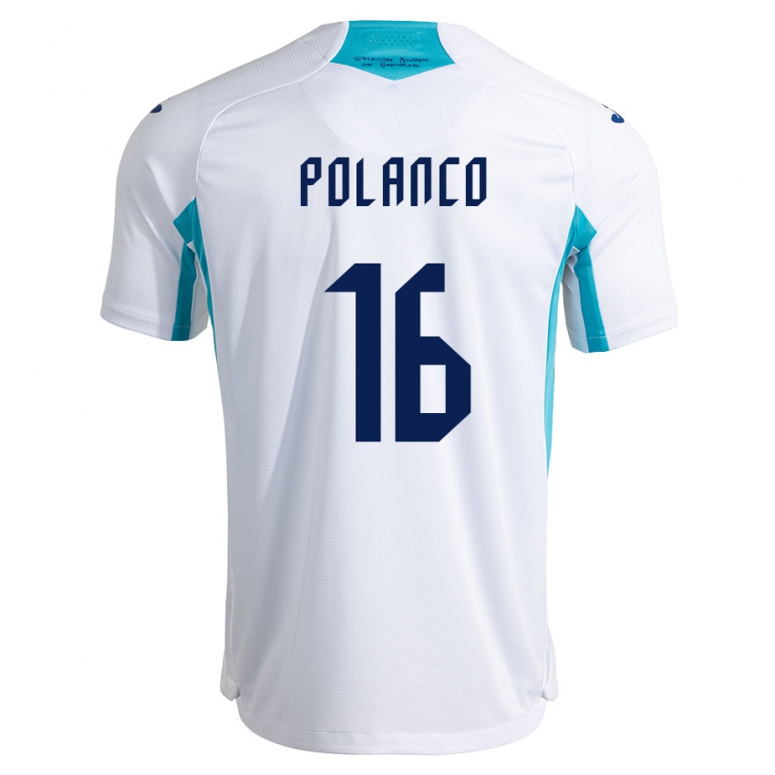 ילדים הונדורס Ronald Polanco #16 לבן כחול כחול שמיים ג'רזי ביתית 26-28 חולצה קצרה