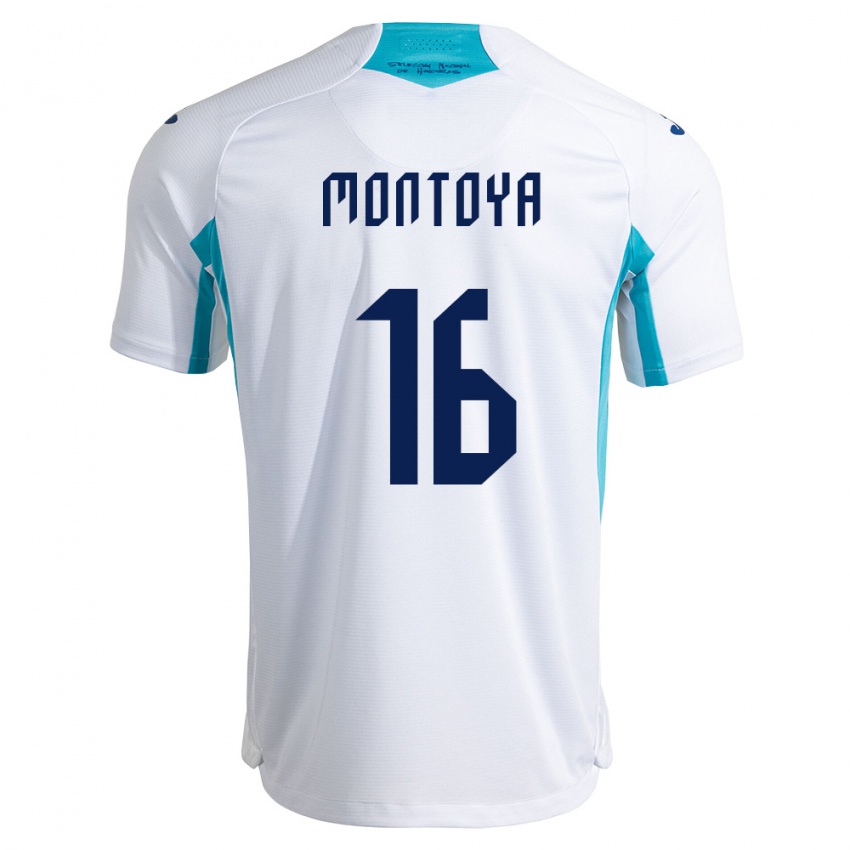 ילדים הונדורס Luis Montoya #16 לבן כחול כחול שמיים ג'רזי ביתית 26-28 חולצה קצרה