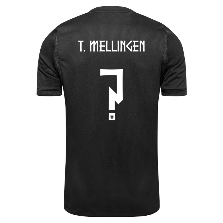 ילדים נורבגיה Torjus Østervold Mellingen #0 שחור הרחק ג'רזי 26-28 חולצה קצרה