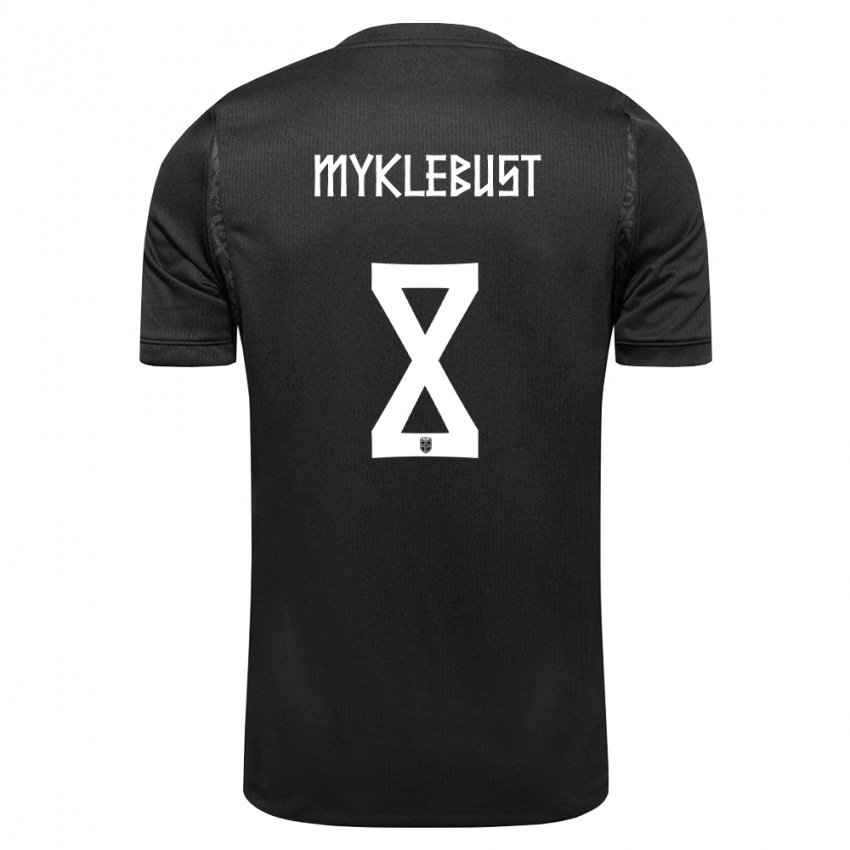 ילדים נורבגיה Lucas Myklebust #8 שחור הרחק ג'רזי 26-28 חולצה קצרה