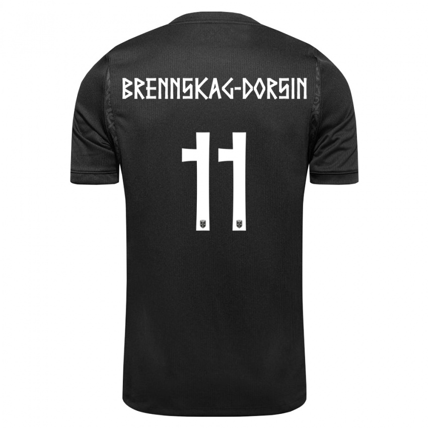 ילדים נורבגיה Leo Brennskag-Dorsin #11 שחור הרחק ג'רזי 26-28 חולצה קצרה