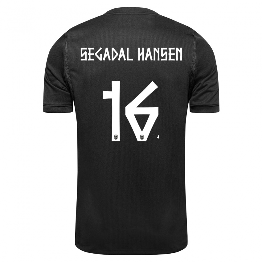 ילדים נורבגיה Jakob Segadal Hansen #16 שחור הרחק ג'רזי 26-28 חולצה קצרה