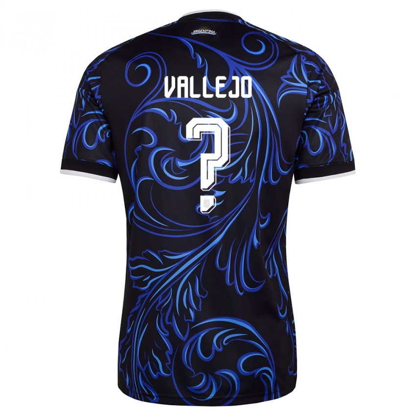 ילדים ארגנטינה Benjamin Vallejo #0 שחור לבן כחול שמיים הרחק ג'רזי 26-28 חולצה קצרה