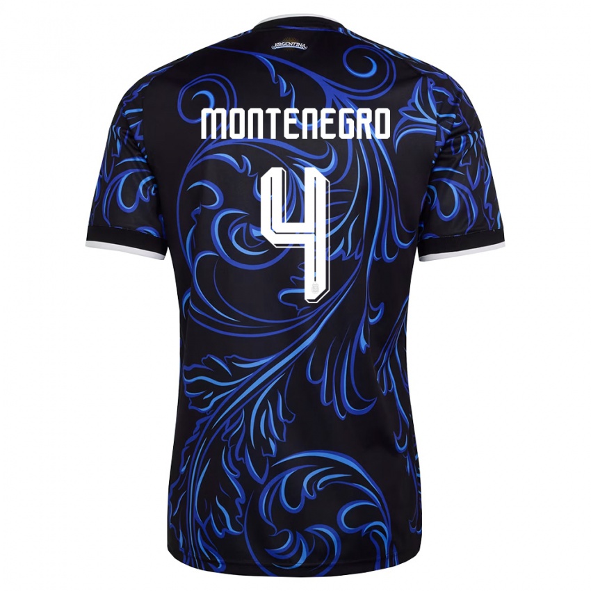 ילדים ארגנטינה Ramiro Montenegro #4 שחור לבן כחול שמיים הרחק ג'רזי 26-28 חולצה קצרה