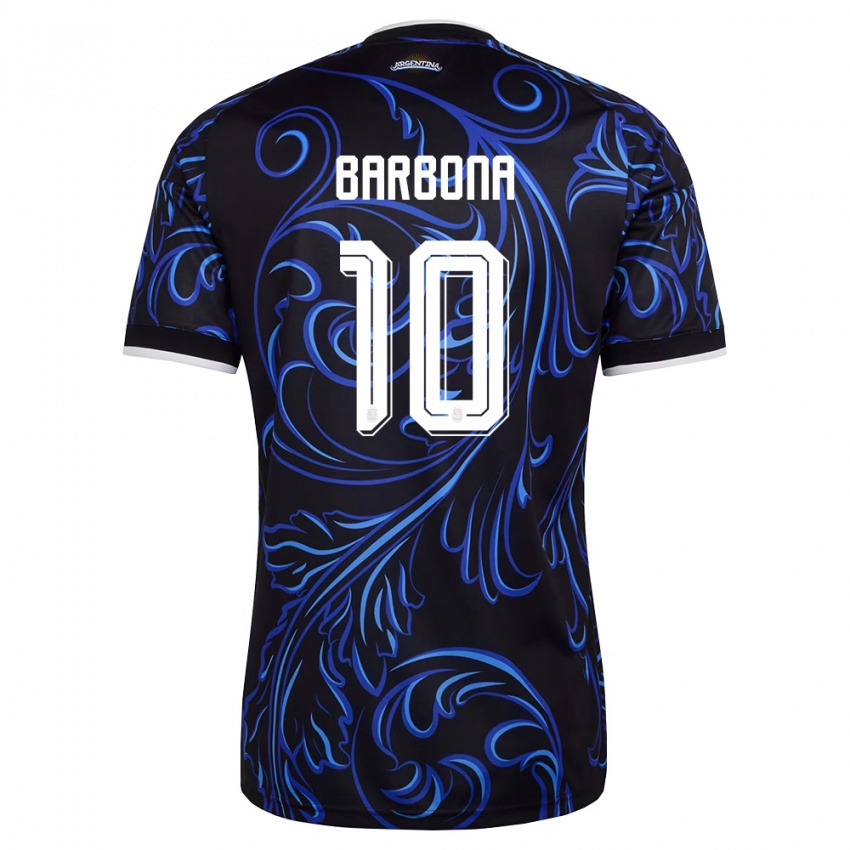 ילדים ארגנטינה Iván Barbona #10 שחור לבן כחול שמיים הרחק ג'רזי 26-28 חולצה קצרה