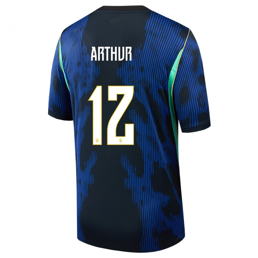 ילדים ברזיל Arthur #12 כחול כהה צהוב הרחק ג'רזי 26-28 חולצה קצרה