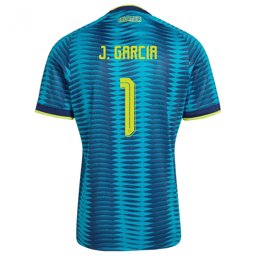 ילדים קולומביה Jordan García #1 כחול כהה צהוב הרחק ג'רזי 26-28 חולצה קצרה