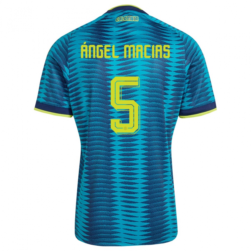 ילדים קולומביה Criss Ángel Macias #5 כחול כהה צהוב הרחק ג'רזי 26-28 חולצה קצרה