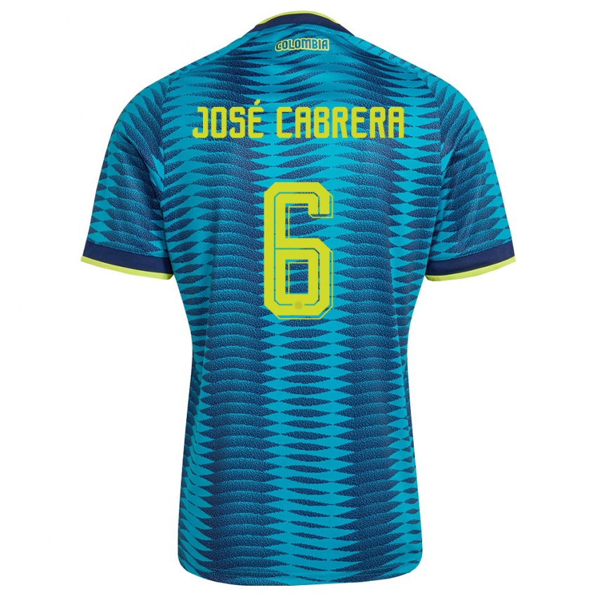 ילדים קולומביה Juan José Cabrera #6 כחול כהה צהוב הרחק ג'רזי 26-28 חולצה קצרה
