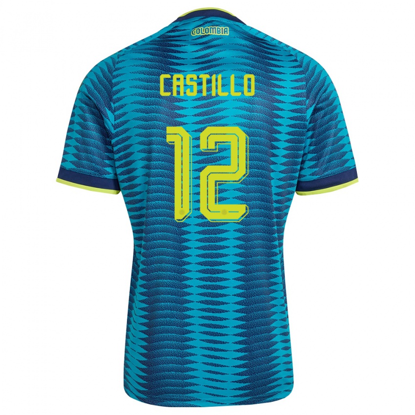 ילדים קולומביה Juan Castillo #12 כחול כהה צהוב הרחק ג'רזי 26-28 חולצה קצרה