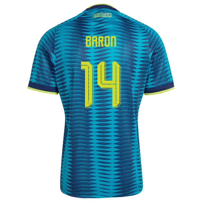 ילדים קולומביה אנחלה ברון #14 כחול כהה צהוב הרחק ג'רזי 26-28 חולצה קצרה