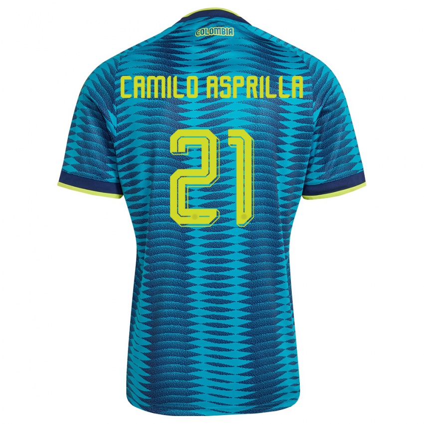 ילדים קולומביה Juan Camilo Asprilla #21 כחול כהה צהוב הרחק ג'רזי 26-28 חולצה קצרה