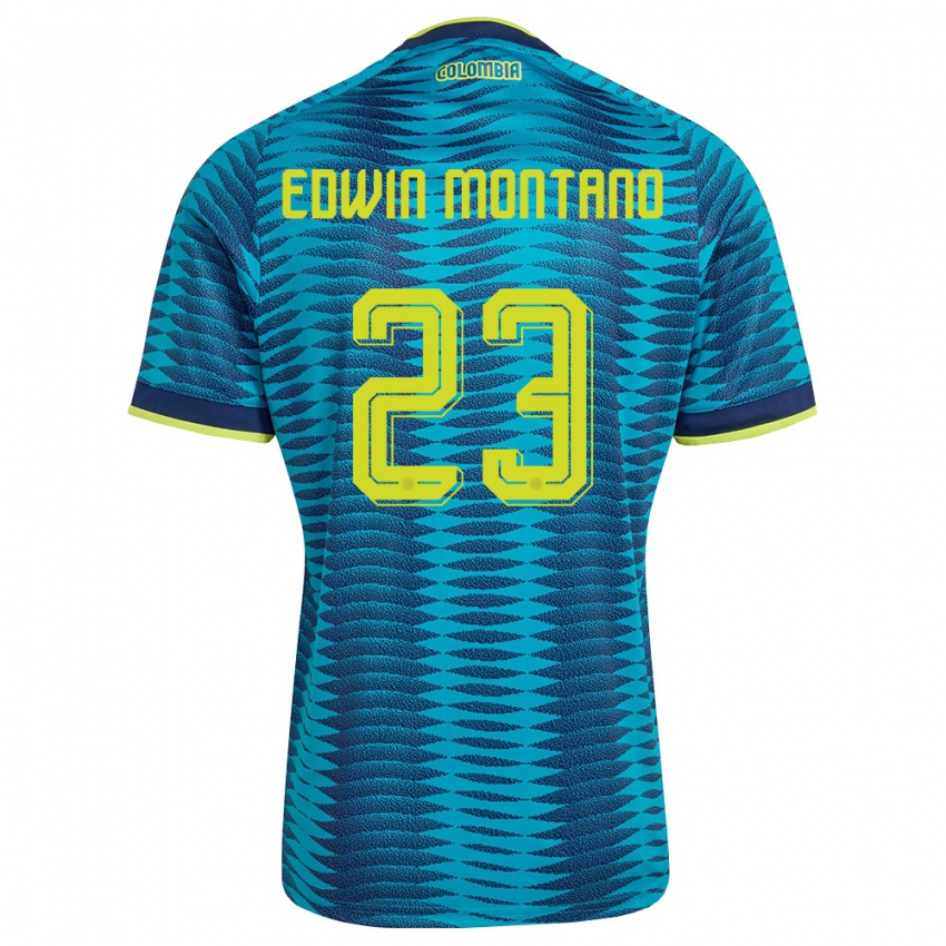 ילדים קולומביה John Edwin Montaño #23 כחול כהה צהוב הרחק ג'רזי 26-28 חולצה קצרה