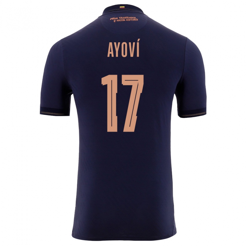 ילדים אקוודור Junior Ayoví #17 כהה זהב הרחק ג'רזי 26-28 חולצה קצרה
