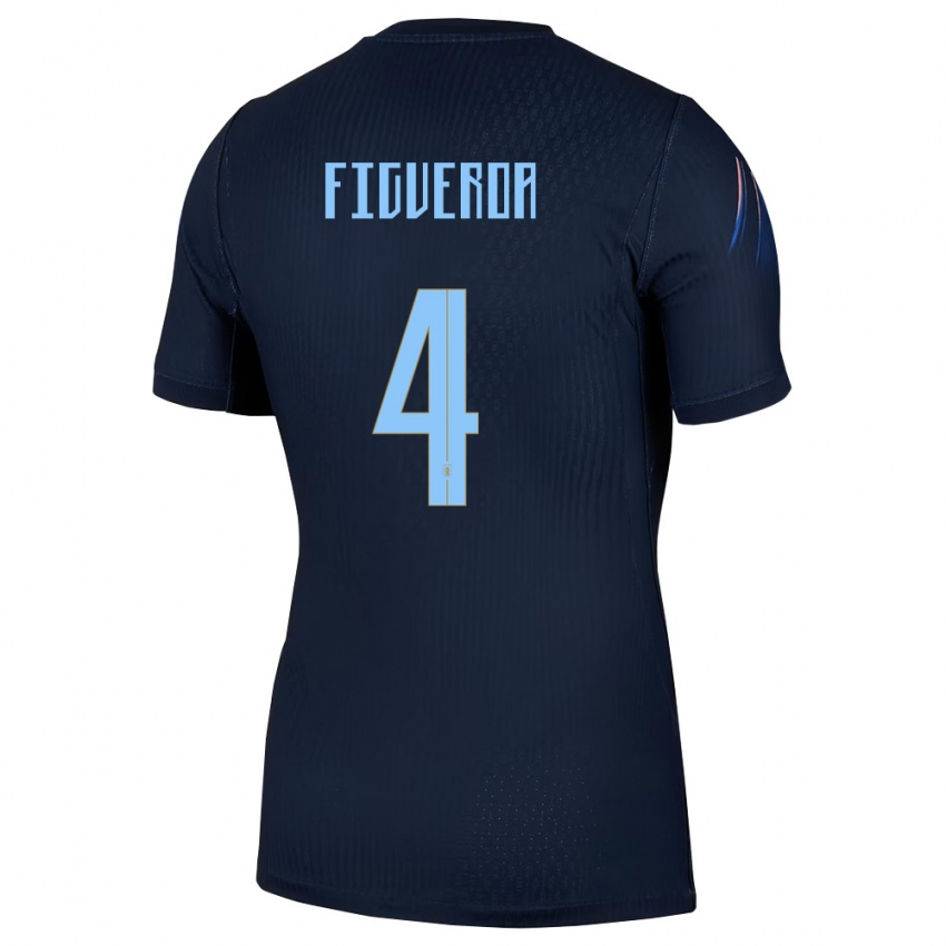 ילדים אורוגוואי Emiliano Figueroa #4 שחור כחול הרחק ג'רזי 26-28 חולצה קצרה