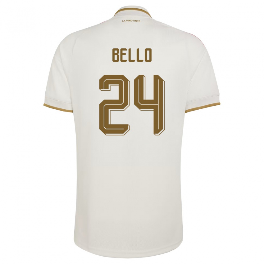 ילדים ונצואלה Eugenio Bello #24 שמנת צהוב הרחק ג'רזי 26-28 חולצה קצרה