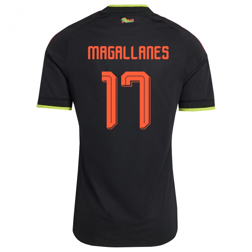 ילדים פרו Piero Magallanes #17 שחור צהוב ורוד הרחק ג'רזי 26-28 חולצה קצרה
