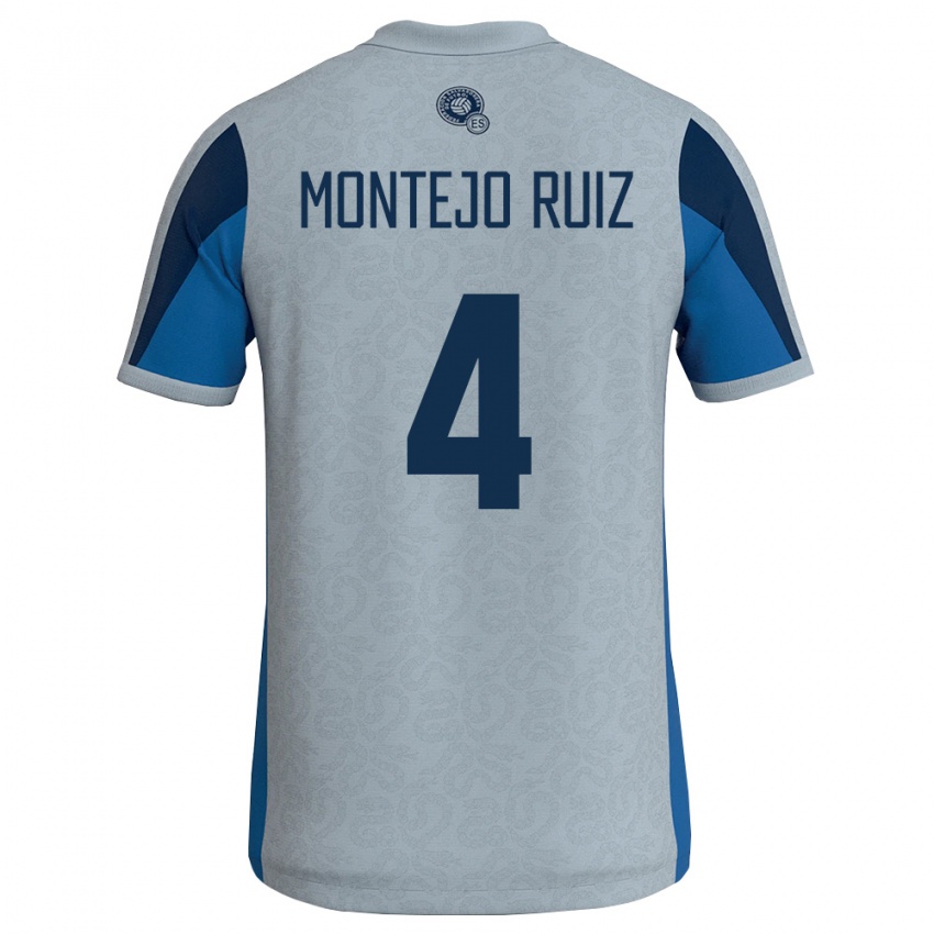 ילדים אל סלוודור דייוויד מונטיו רואיס #4 לבן כחול שמיים הרחק ג'רזי 26-28 חולצה קצרה