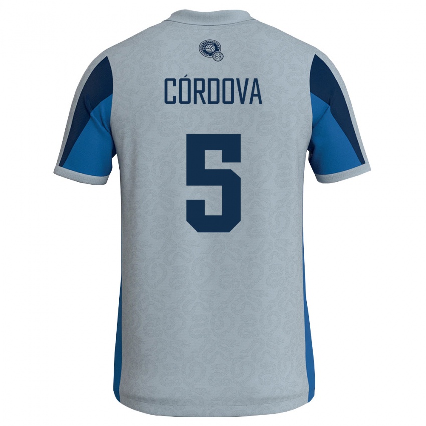 ילדים אל סלוודור אדווין קורדובה #5 לבן כחול שמיים הרחק ג'רזי 26-28 חולצה קצרה