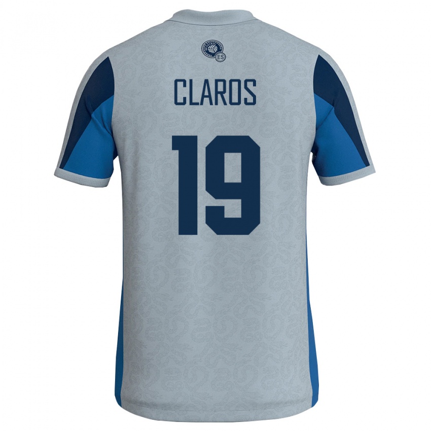 ילדים אל סלוודור Elvis Claros #19 לבן כחול שמיים הרחק ג'רזי 26-28 חולצה קצרה