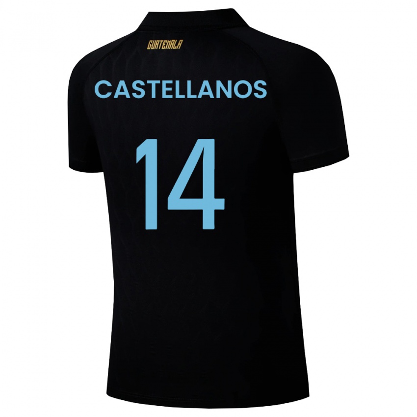 ילדים גואטמלה Jorge Castellanos #14 שחור כחול שמיים לבן הרחק ג'רזי 26-28 חולצה קצרה
