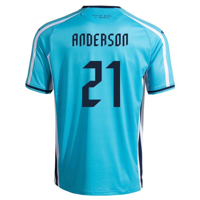 ילדים הונדורס Robben Anderson #21 כחול שמיים כהה הרחק ג'רזי 26-28 חולצה קצרה