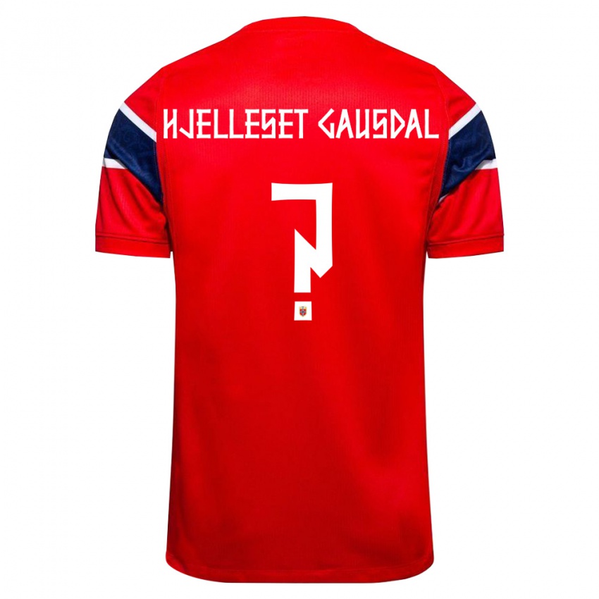 גברים נורבגיה Lukas Hjelleset Gausdal #0 אדום כהה לבן ג'רזי ביתית 26-28 חולצה קצרה