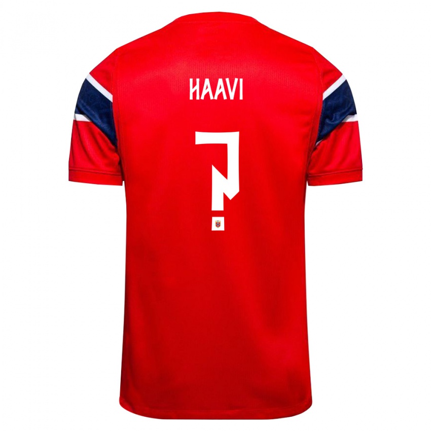 גברים נורבגיה Emilie Haavi #0 אדום כהה לבן ג'רזי ביתית 26-28 חולצה קצרה