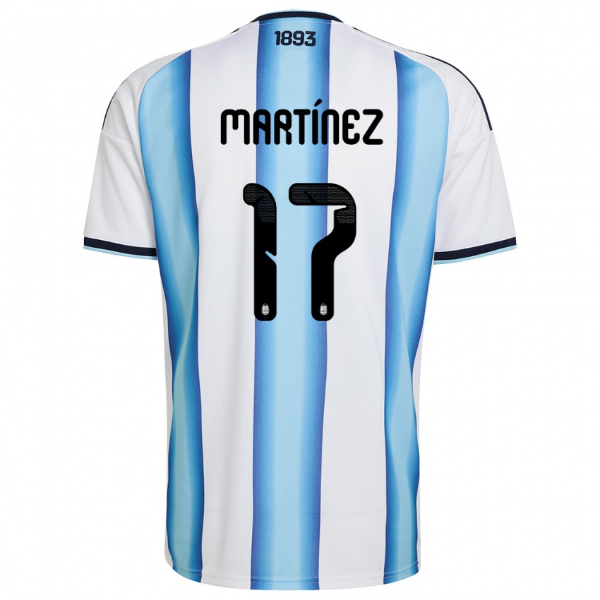 גברים ארגנטינה Mateo Martínez #17 לבן כחול שמיים כהה ג'רזי ביתית 26-28 חולצה קצרה