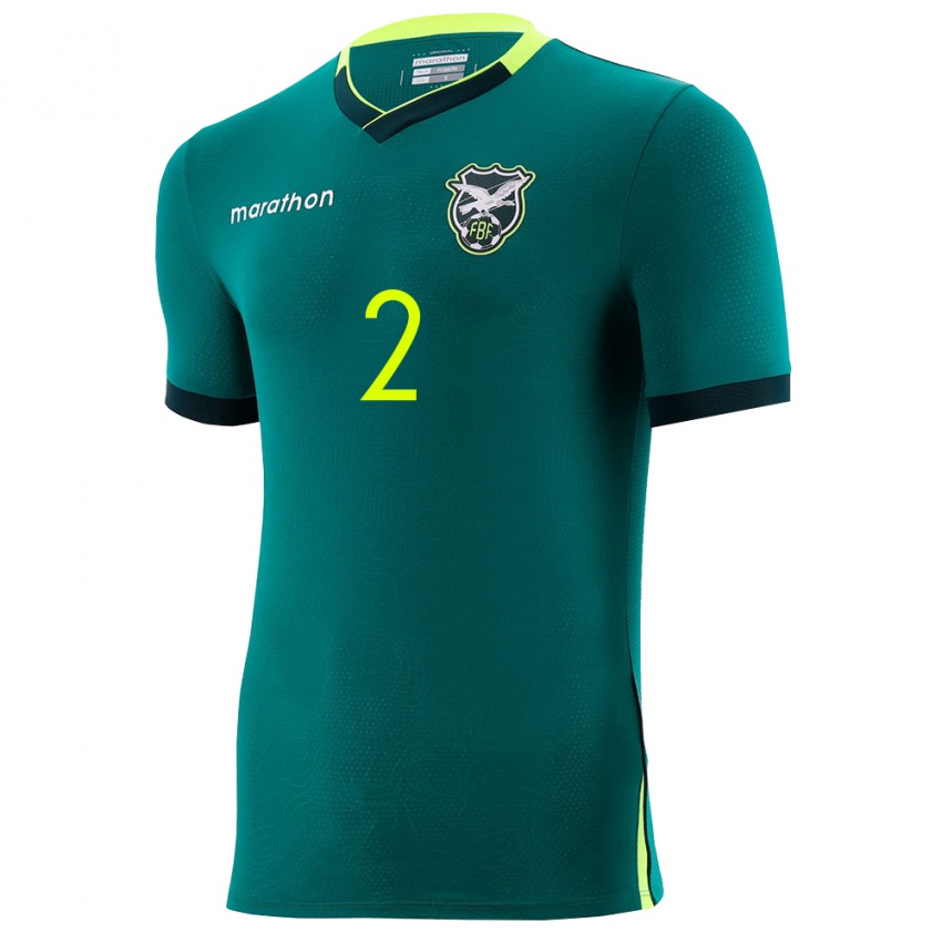 גברים בוליביה Anderson Ayhuana #2 ירוק צהוב שחור ג'רזי ביתית 26-28 חולצה קצרה