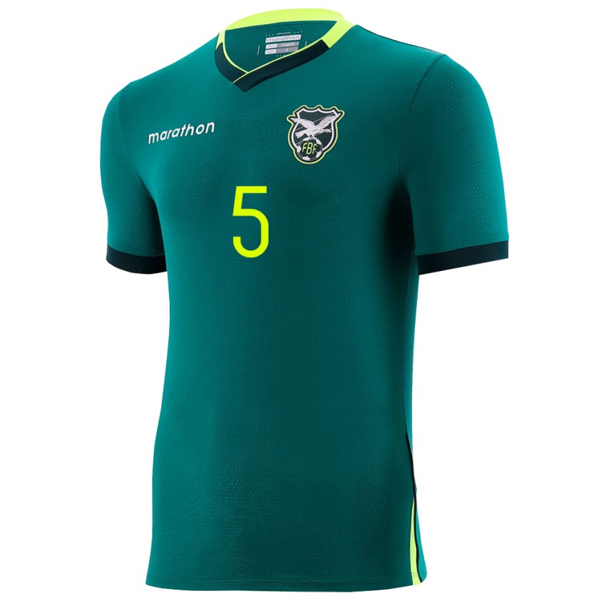 גברים בוליביה César Romero #5 ירוק צהוב שחור ג'רזי ביתית 26-28 חולצה קצרה