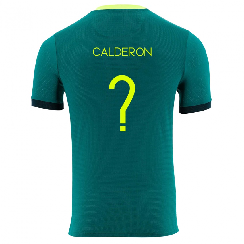 גברים בוליביה Micaela Calderon #0 ירוק צהוב שחור ג'רזי ביתית 26-28 חולצה קצרה